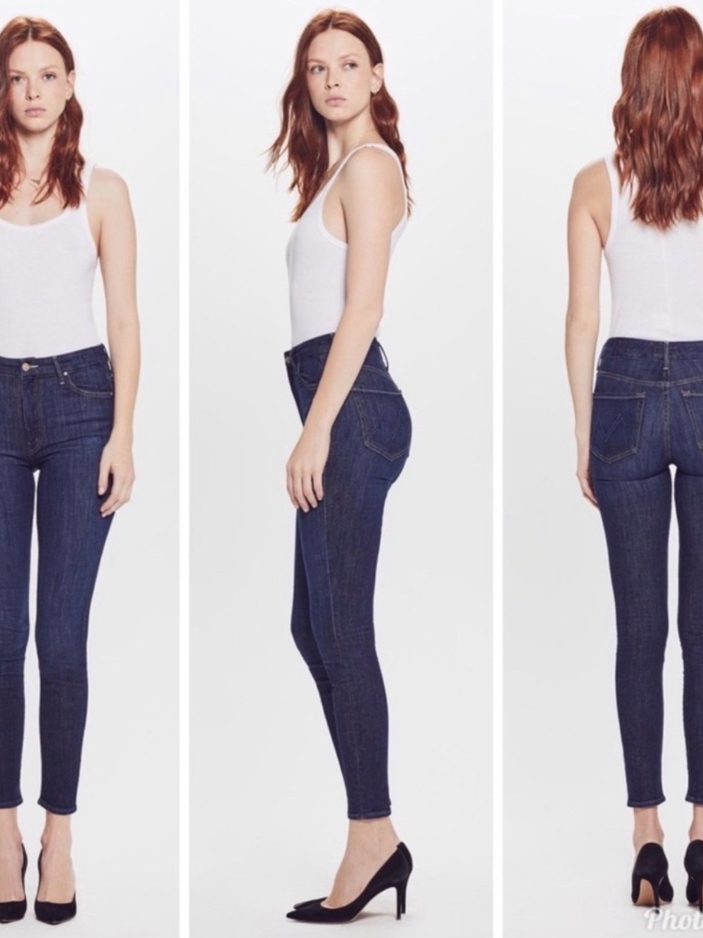 MOTHER Dark Blue High-Rise Ankle Skinny Jeans Looker Clean Sweep 25